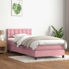 Cama box spring con colchón terciopelo rosa 80x210 cm