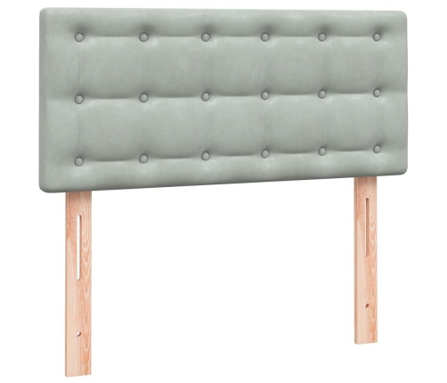 Cama box spring con colchón terciopelo gris claro 90x210 cm