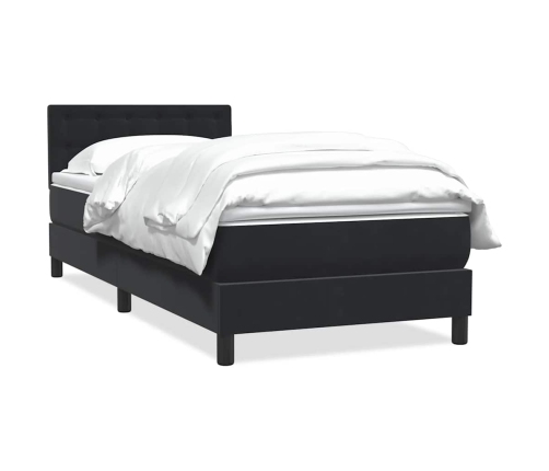 Cama box spring con colchón cuero sintético negro 90x210 cm