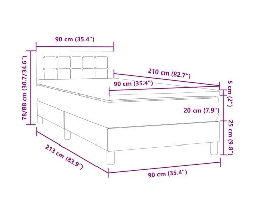 Cama box spring con colchón terciopelo verde oscuro 90x210 cm