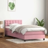 Cama box spring con colchón terciopelo rosa 100x210 cm