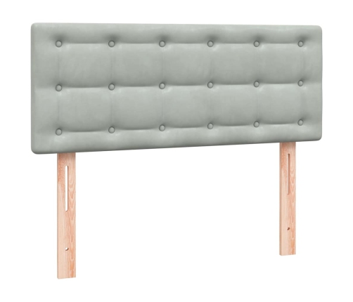 Cama box spring con colchón terciopelo gris claro 120x210 cm