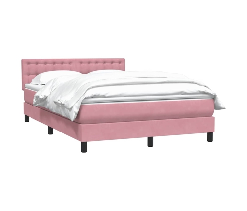 Cama box spring con colchón terciopelo rosa 140x210 cm