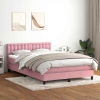 Cama box spring con colchón terciopelo rosa 140x210 cm