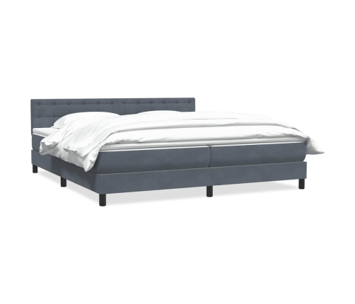 Cama box spring con colchón terciopelo gris oscuro 180x210 cm