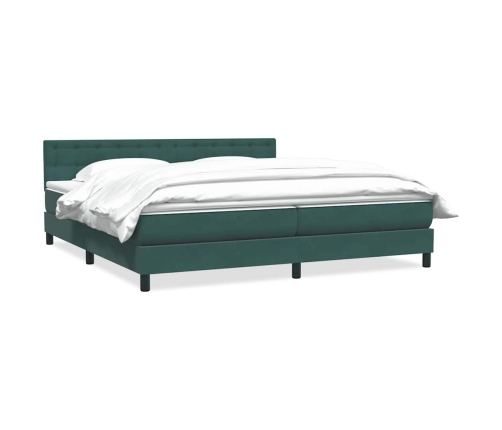 Cama box spring con colchón terciopelo verde oscuro 180x210 cm