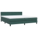 Cama box spring con colchón terciopelo verde oscuro 180x210 cm