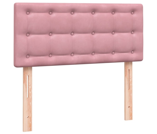 Cama box spring con colchón terciopelo rosa 80x220 cm