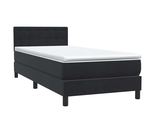 Cama box spring con colchón terciopelo negro 90x220 cm