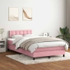 Cama box spring con colchón terciopelo rosa 120x220 cm