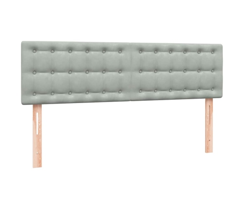 Cama box spring con colchón terciopelo gris claro 140x220 cm