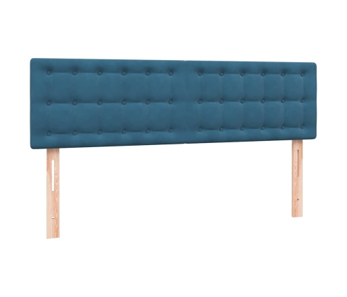 Cama box spring con colchón terciopelo azul oscuro 140x220 cm