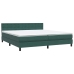 Cama box spring con colchón terciopelo verde oscuro 200x220 cm