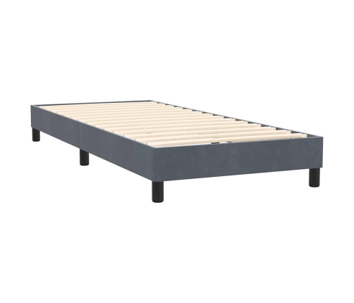 Cama box spring con colchón terciopelo gris oscuro 80x210 cm