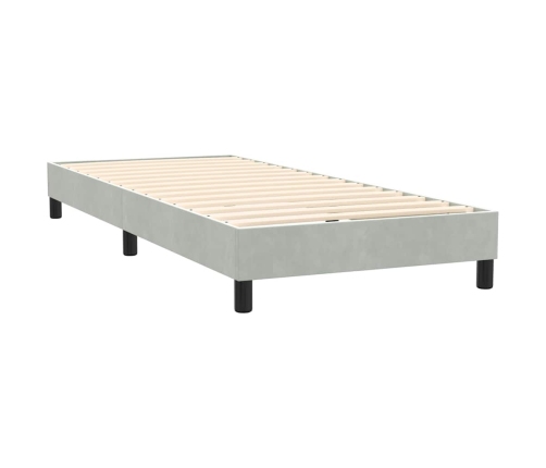 Cama box spring con colchón terciopelo gris claro 90x210 cm