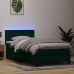 Cama box spring con colchón terciopelo verde oscuro 90x210 cm