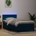 Cama box spring con colchón terciopelo azul oscuro 90x210 cm