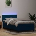 Cama box spring con colchón terciopelo azul oscuro 100x210 cm