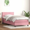 Cama box spring con colchón terciopelo rosa 100x210 cm