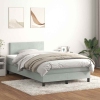 Cama box spring con colchón terciopelo gris claro 120x210 cm