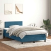 Cama box spring con colchón terciopelo azul oscuro 120x210 cm