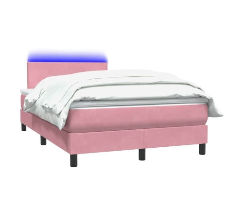 Cama box spring con colchón terciopelo rosa 120x210 cm