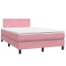 Cama box spring con colchón terciopelo rosa 120x210 cm