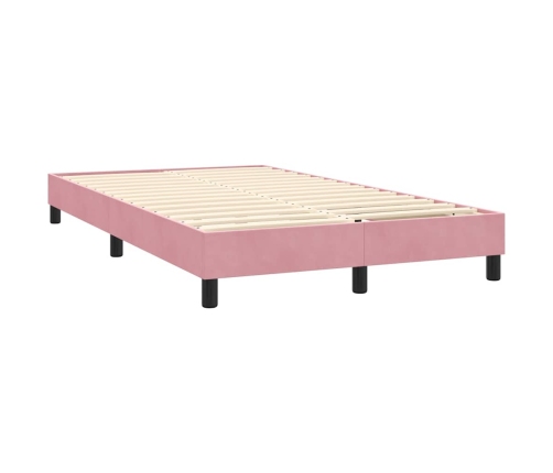 Cama box spring con colchón terciopelo rosa 120x210 cm