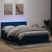 Cama box spring con colchón terciopelo azul oscuro 140x210 cm