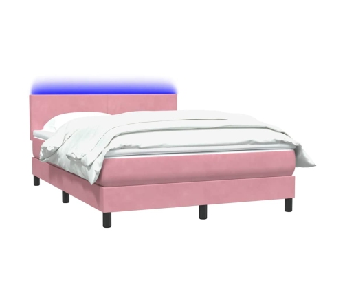 Cama box spring con colchón terciopelo rosa 140x210 cm