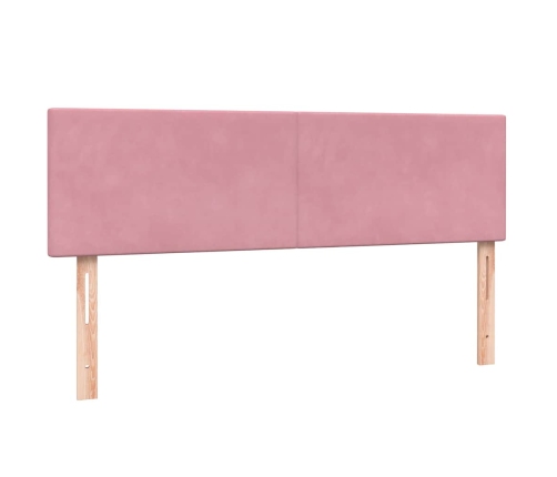 Cama box spring con colchón terciopelo rosa 140x210 cm