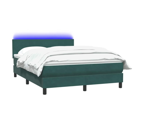 Cama box spring con colchón terciopelo verde oscuro 160x210 cm