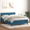 Cama box spring con colchón terciopelo azul oscuro 160x210 cm