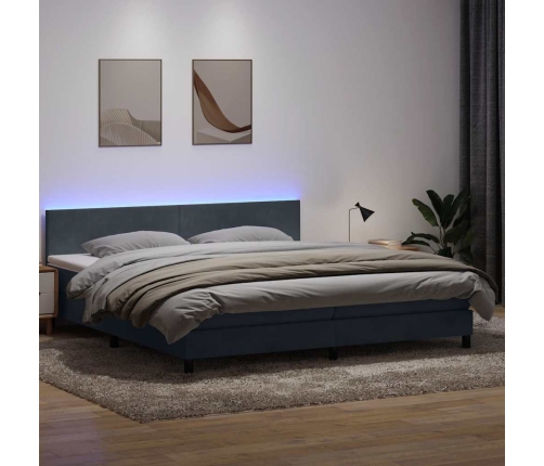 Cama box spring con colchón terciopelo gris oscuro 180x210 cm