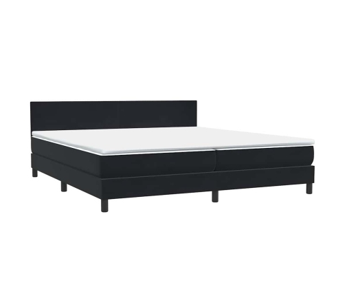 Cama box spring con colchón terciopelo negro 180x210 cm