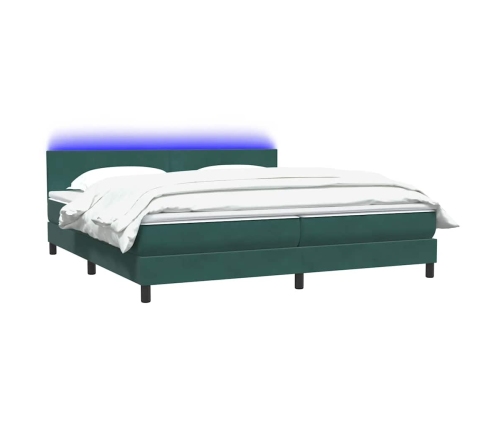 Cama box spring con colchón terciopelo verde oscuro 180x210 cm