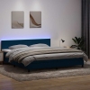 Cama box spring con colchón terciopelo azul oscuro 200x210 cm