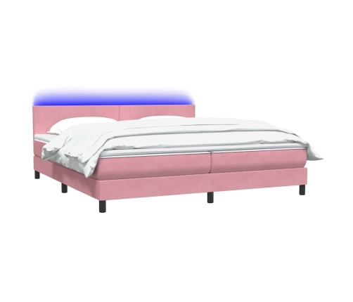 Cama box spring con colchón terciopelo rosa 200x210 cm