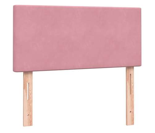 Cama box spring con colchón terciopelo rosa 80x220 cm