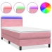 Cama box spring con colchón terciopelo rosa 100x220 cm