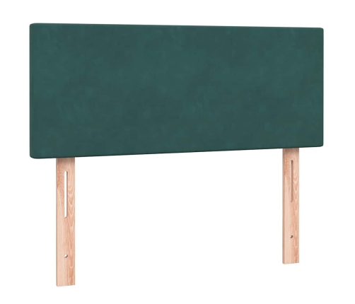 Cama box spring con colchón terciopelo verde oscuro 120x220 cm