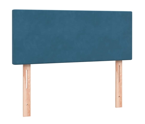 Cama box spring con colchón terciopelo azul oscuro 120x220 cm