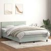 Cama box spring con colchón terciopelo gris claro 140x220 cm