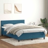 Cama box spring con colchón terciopelo azul oscuro 140x220 cm