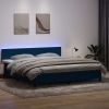 Cama box spring con colchón terciopelo azul oscuro 200x220 cm