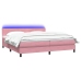 Cama box spring con colchón terciopelo rosa 200x220 cm