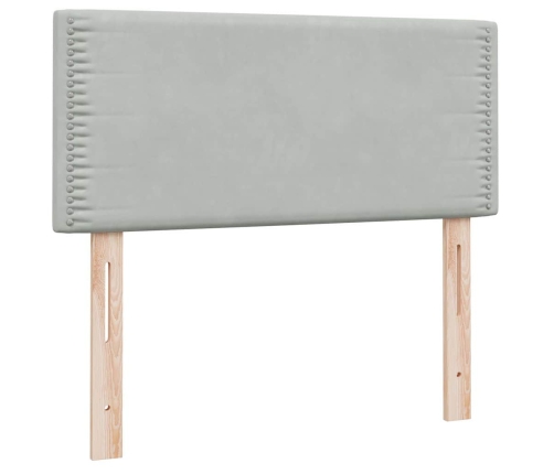 Cama box spring con colchón terciopelo gris claro 80x210 cm