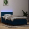 Cama box spring con colchón terciopelo azul oscuro 80x210 cm