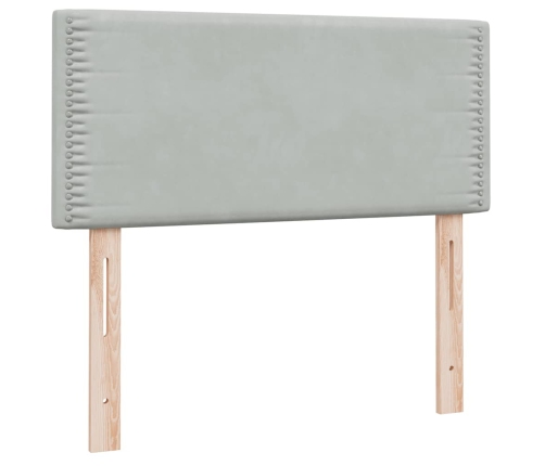 Cama box spring con colchón terciopelo gris claro 90x210 cm