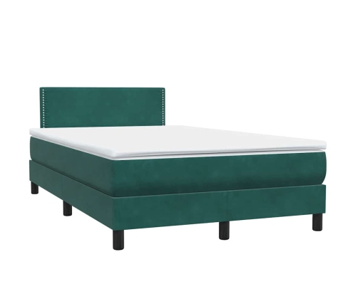 Cama box spring con colchón terciopelo verde oscuro 120x210 cm